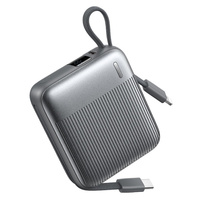 Remax FC-05 22.5W Power Bank [10K mAh] [1 Port + Lightning & USB-C Cables] (Grey)